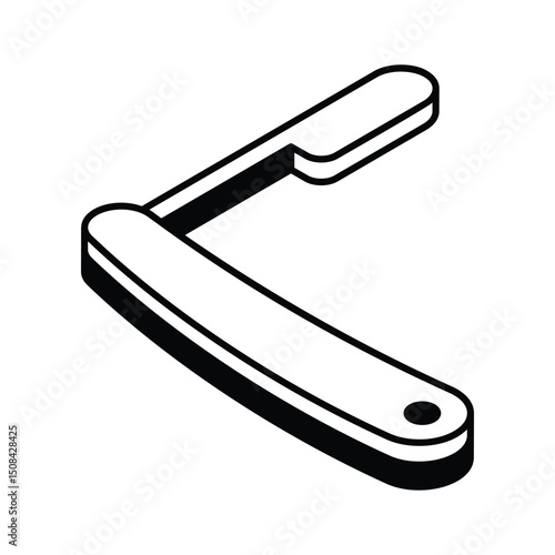 A captivating isometric outline icon of grooming razor tool