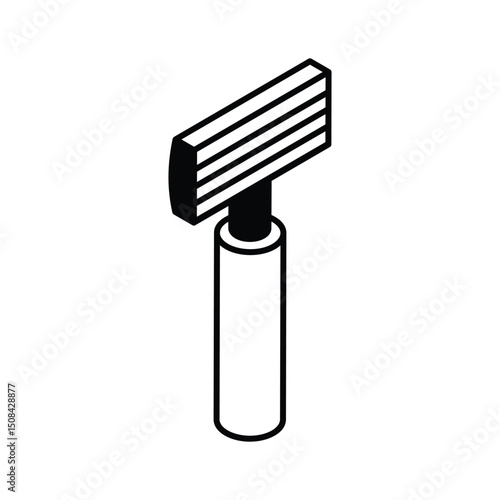 Premium isometric icon illustrating a classic shaving razor blade