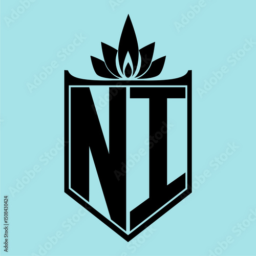 NI Logo with Elegant Crown Symbol and Shield