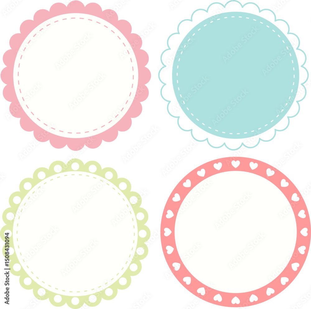 Cute Circular Border Lace border Frame Set. Vector design elements. Cute Circular Border Lace border Frame Set. Vector design elements.