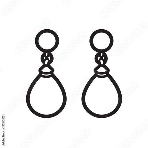Two drop earring outline icons hang gracefully with transparent background, showcasing minimalist accessory style