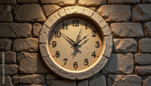 Wallpaper Mural 20250522151443list 82 create a close up image of a stone wall clock, the clock should be made of natural stone and positioned at the bottom of the frame Torontodigital.ca