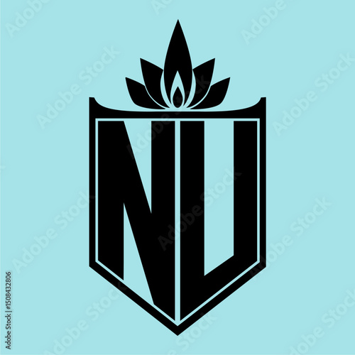 NU Logo with Elegant Crown Symbol and Shield