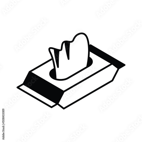 A customizable isometric icon of wet wipes packet
