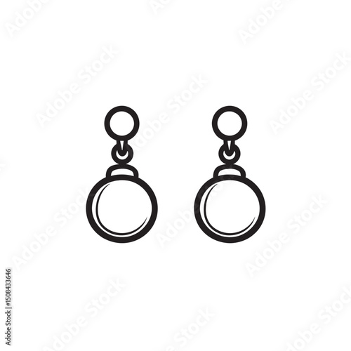 Two round dangle earrings showcase simplistic elegant style on a transparent background