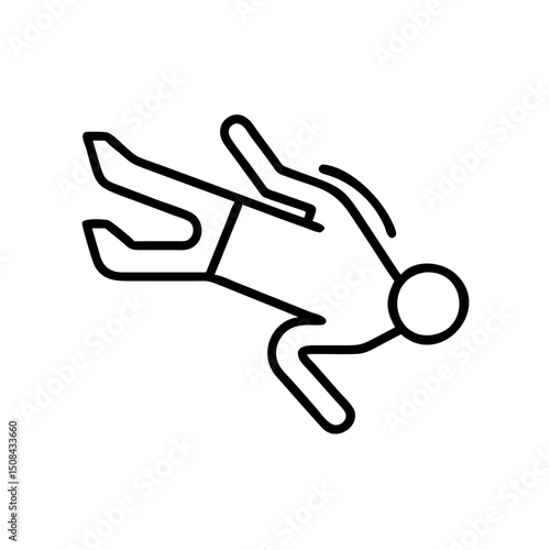 Person lying down icon in minimal style, black outline, transparent background