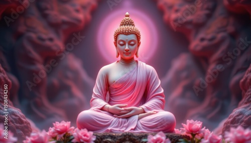 20250522151443list 197 gautama buddha keyword suggestions: hindusim symbolism buddhism spirituality purnima radiant pink tones copy space at the top for photo use: spiritual and se