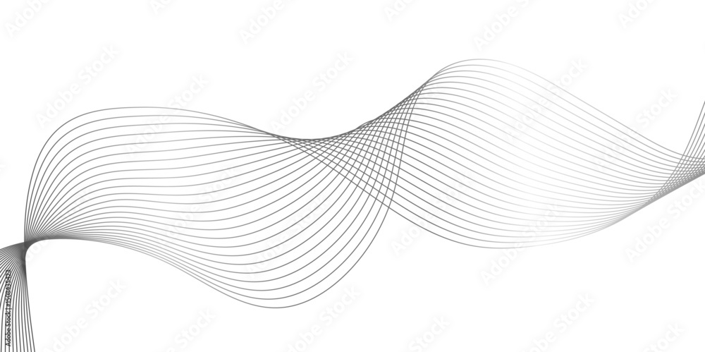 Fototapeta premium Abstract white and gray wave line futuristic technology flowing particles. modern curved wave smooth stripe seamless pattern. digital frequency track equalizer. stylized wave line art background.