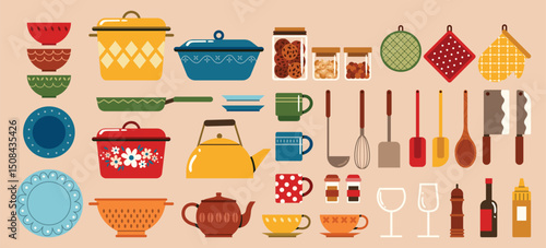Kitchen Utensils flat Cartoon Original Illustration