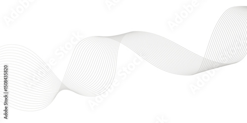 Abstract white and gray wave line futuristic technology flowing particles. modern curved wave smooth stripe seamless pattern. digital frequency track equalizer. stylized wave line art background.