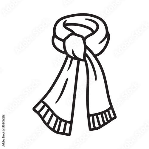 Winter warmth embraces as a cozy scarf is elegantly looped, isolated against white