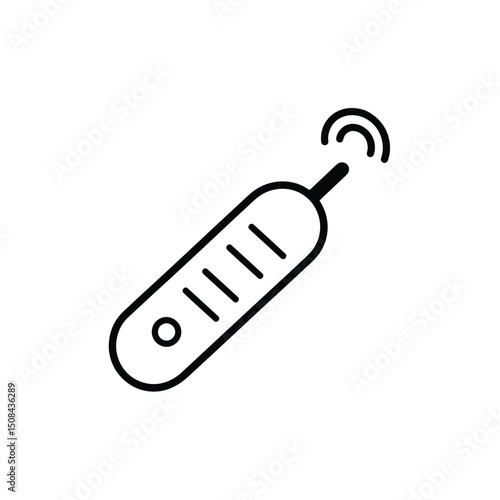 Wireless thermometer outline icon showing temperature with signal, black outline on transparent background