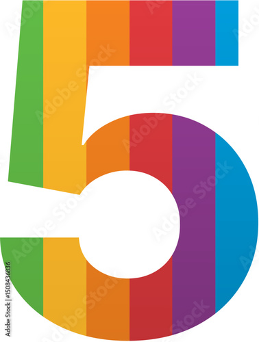 Pride Month Number Five 5 Icon Rainbow LGBTQ Icon