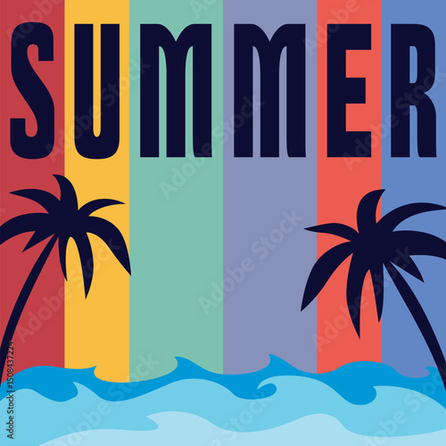 Summer background vector design with variant vertical colour. Good for background, T-shirt design etc.
