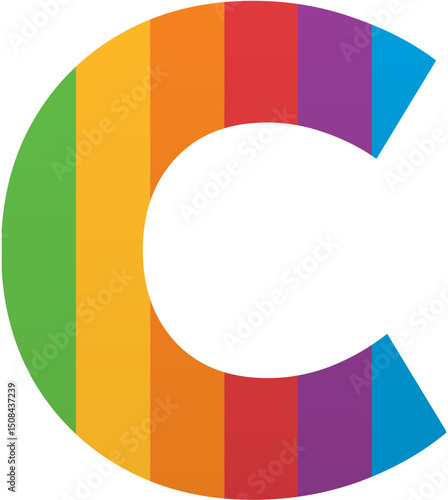Pride Month Alphabet Letter c Rainbow LGBTQ Icon