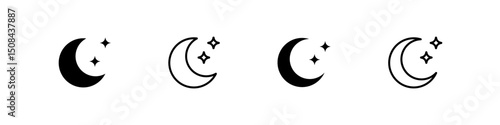 Crescent icon. Moon vector set. Moon sign isolated sign. Crescent icons set.