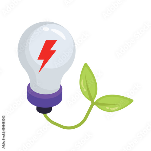 A premium 2d icon displaying eco light in action