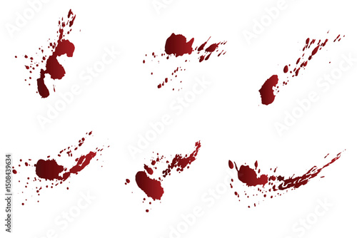 Grunge texture splash gradient red blood background set