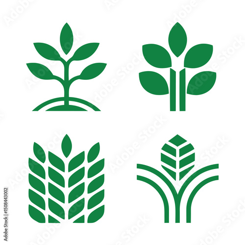 Minimalist Eco Plant Icon Set.