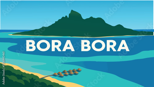 Bora Bora Island with Turquoise Waters.eps