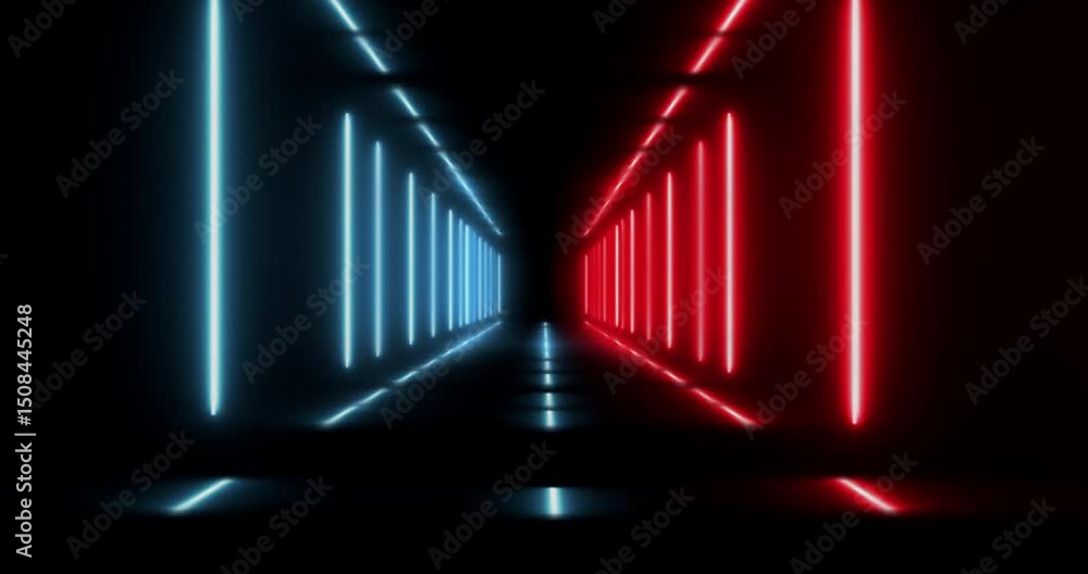 Tunnel of Neon Lights Bars. Loop Tunnel of Neon Lights Bars. Loop