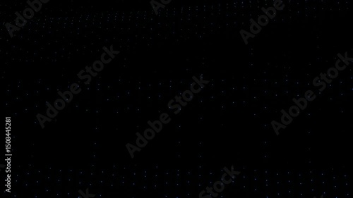 moving small blue round particles on black background. 3d render. looped animation