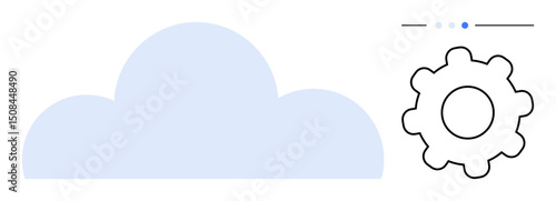 Wallpaper Mural Large blue cloud and a gear symbol, complemented by a progress tracker graphic. Ideal for cloud storage, data management, technology, innovation, digital services, automation, or a simple landing Torontodigital.ca