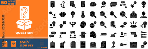 Question Solid Editable Icons set. Vector illustration in modern thin solid style of question icons: customer satisfied, assistance, experience, etc