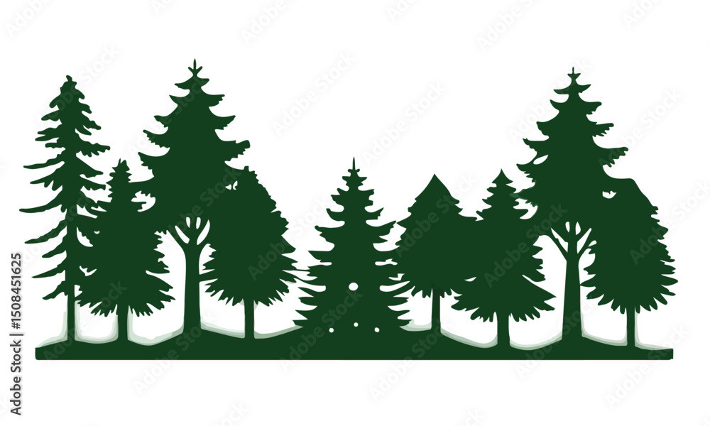 Obraz premium Evergreen Pine Tree Silhouettes vector