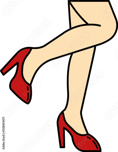 woman legs with red shoes