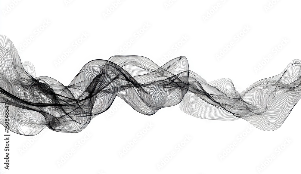 Abstract flowing dark smoke or fabric on white Abstract flowing dark smoke or fabric on white
