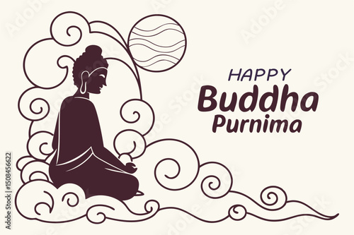 Happy Buddha Purnima Spiritual Greeting Design