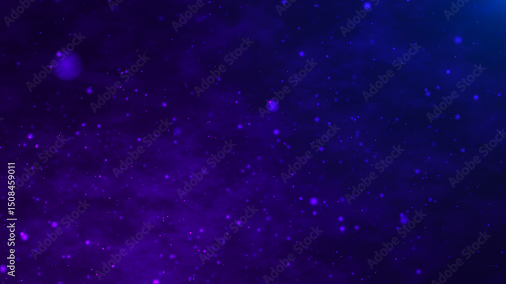 Naklejka premium Smoke clouds and particle background. Flickering, bright particles slowly fly upwards on a dark background. Particle movement on a gloomy sky with clouds. 3D rendering.