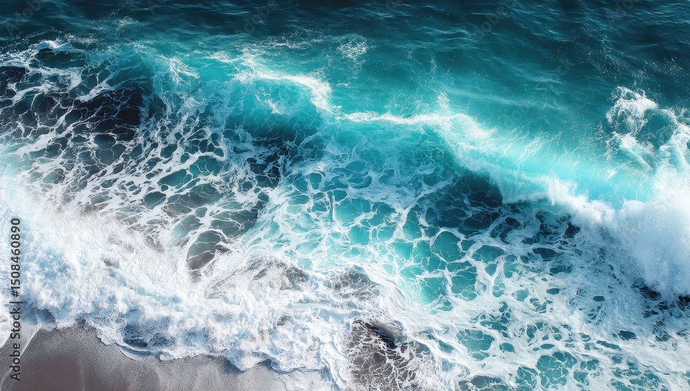 Azure waves crash on shore Azure waves crash on shore