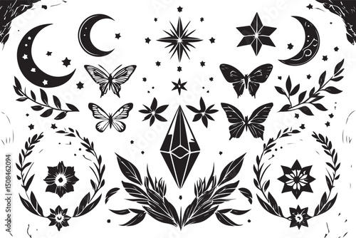 Mystical Crystal & Floral Icon Bundle