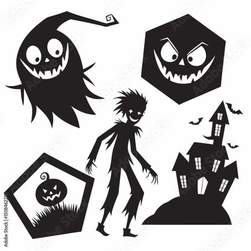 Halloween people silhouettes