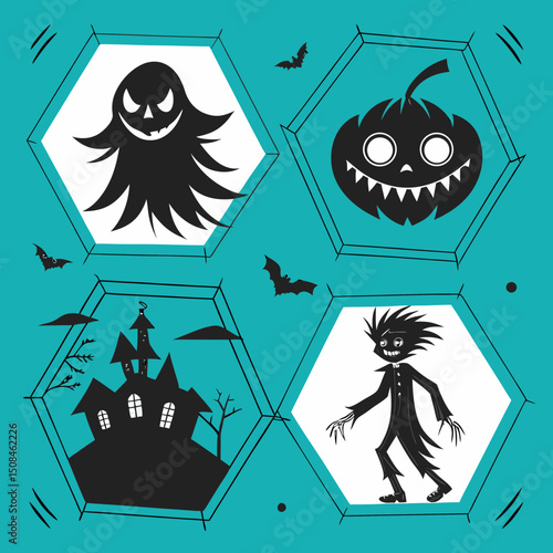 Halloween people silhouettes