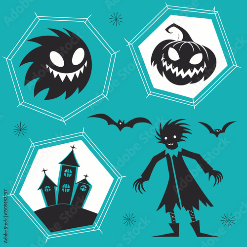 Halloween people silhouettes