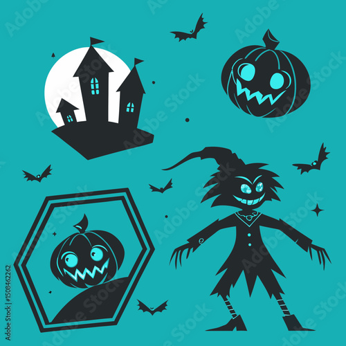 Halloween people silhouettes