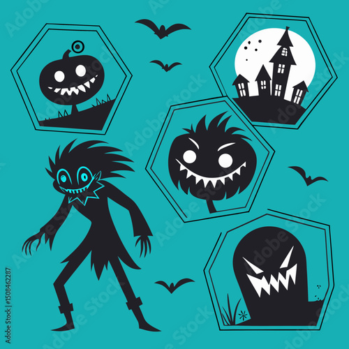Halloween people silhouettes