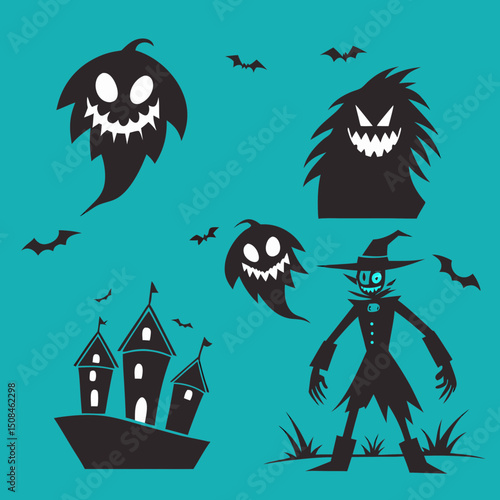 Halloween people silhouettes
