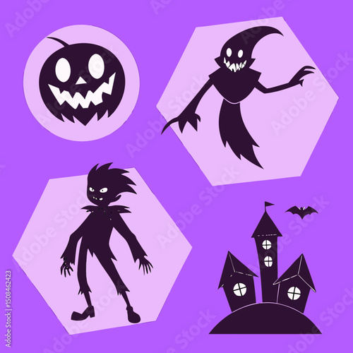 Halloween people silhouettes