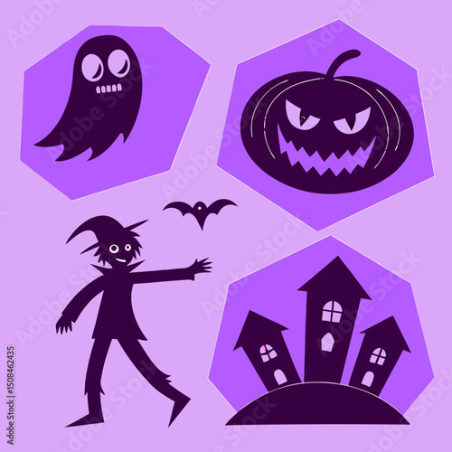 Halloween people silhouettes