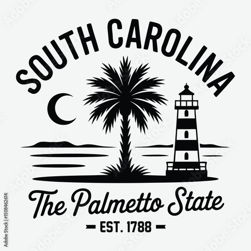 South Carolina The Palmetto State Est. 1788 T-Shirt Design Cityscape Illustration
