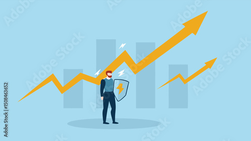 Financial stability vector art Business protection shield concept in the stock market for investment and