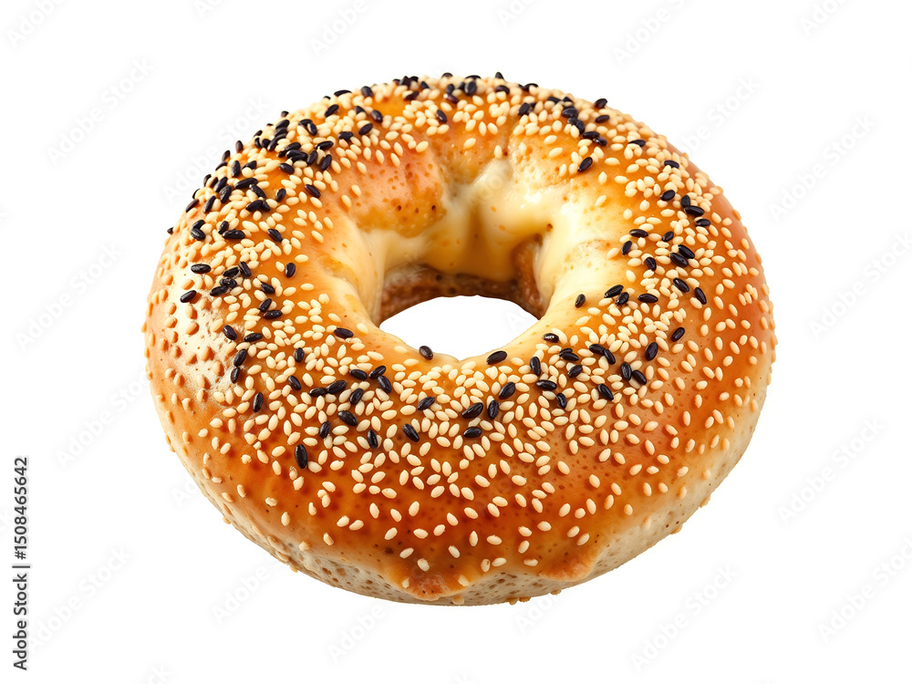 Everything bagel with sesame and poppy seeds, ideal for bakery, breakfast, or food menu designs. Generative AI Everything bagel with sesame and poppy seeds, ideal for bakery, breakfast, or food menu designs. Generative AI