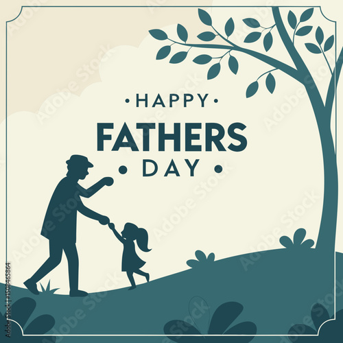 happy fathers day wishes card in papercut style design
