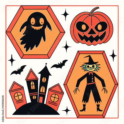Halloween people silhouettes