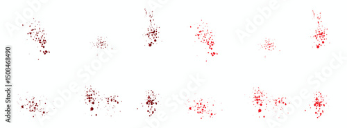 Bloody collection of gradient red paint ink blood splatter background