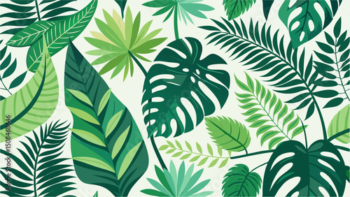 seamless pattern of tropical leaves